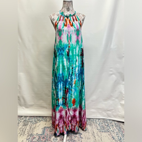 BUDDY LOVE Aqua multi halter neck maxi dress size M. - Picture 6 of 13